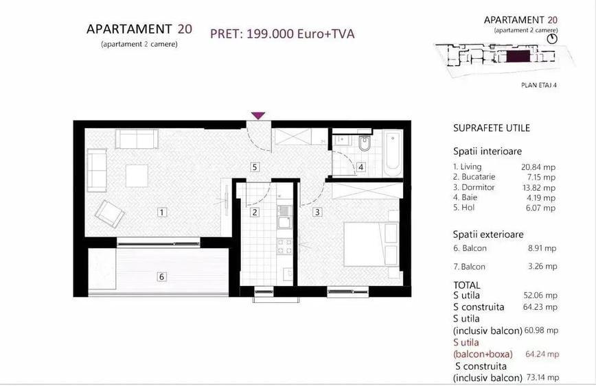 Apartament 2 camere/Eminescu - Dacia nou, lux/5 min metrou/Comision 0 - 4