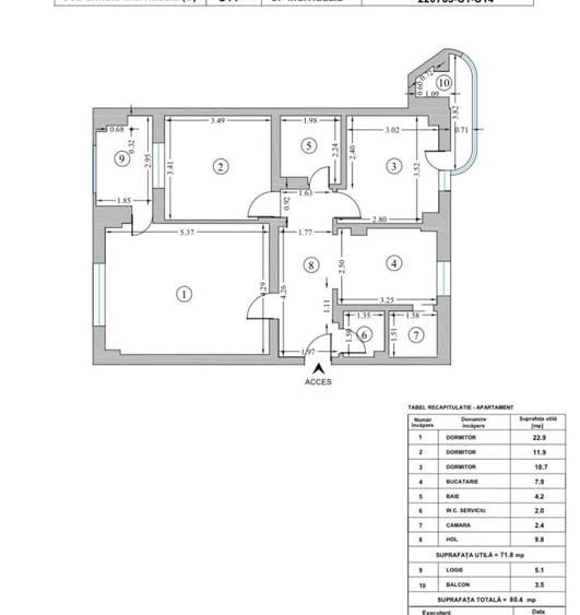 Apartament cu 3 camere decomandat, mobilat în Unirii