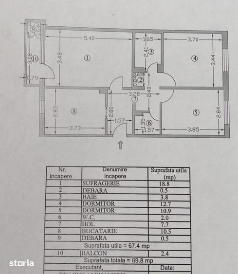Apartament cu 3 camere decomandat în Popa Șapcă