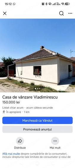Casă cu Teren 60 Mp în Vladimirescu