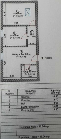 Apartament cu 2 camere decomandat în Aradului