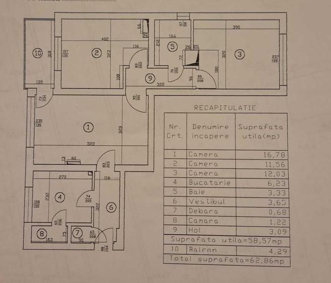 Apartament cu 3 camere semidecomandat în Pajura