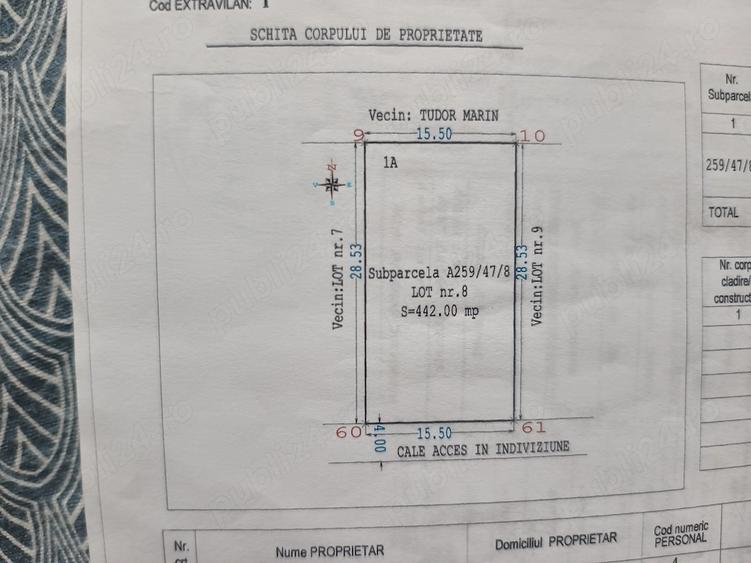 Teren de 442 mp, în Tuzla