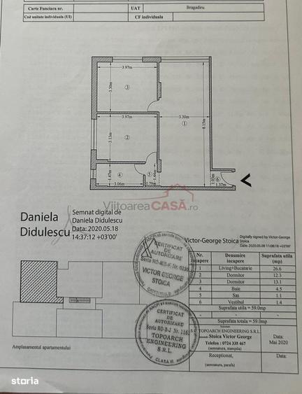 Apartament cu 3 camere în Central