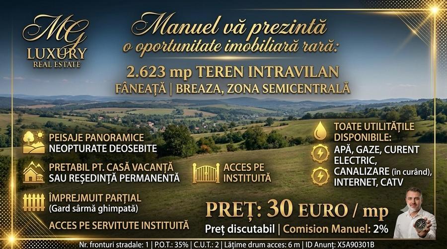 Teren agricol intravilan de 2623 mp, în Est