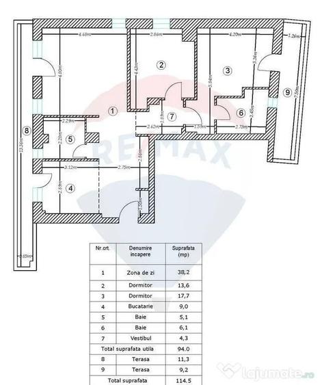 Apartament cu 3 camere semidecomandat în Dămăroaia