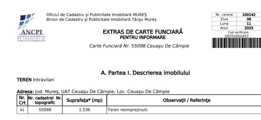 Teren de 1536 mp, în Ceuaș
