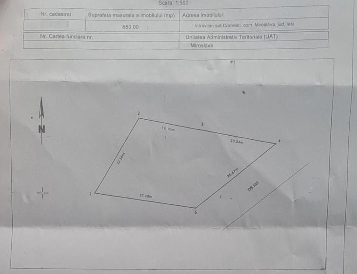 Teren Construcții intravilan de 650 mp, în Miroslava