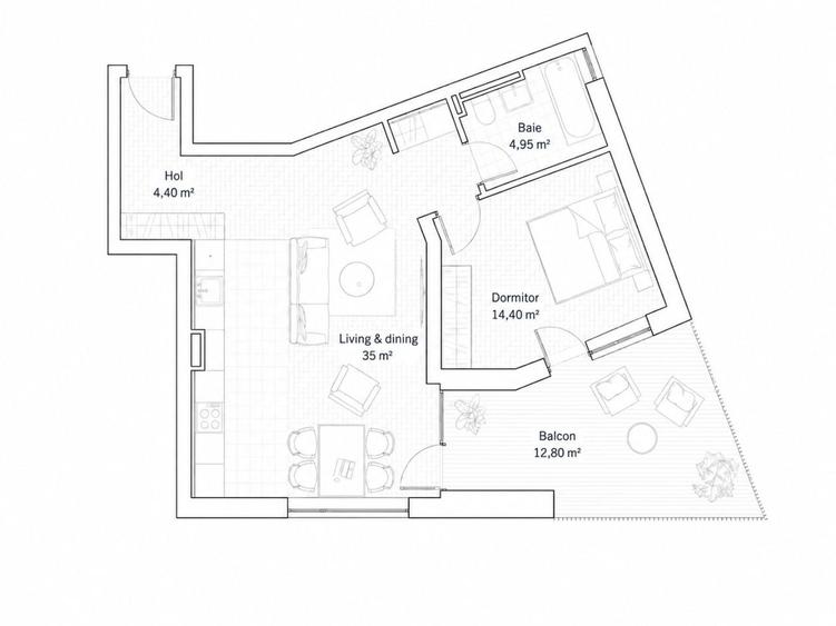 Apartament cu 2 camere în Sud