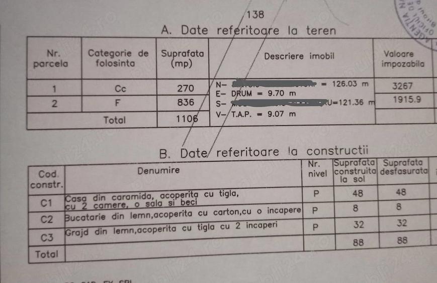 Casă cu 3 camere cu Teren 1106 Mp în Bezdead