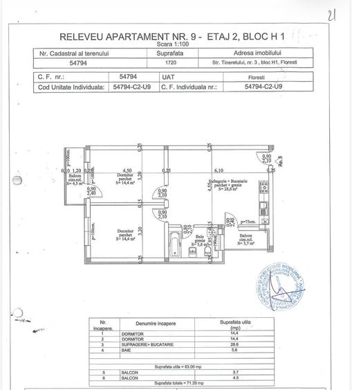 Apartament cu 3 camere în Florești