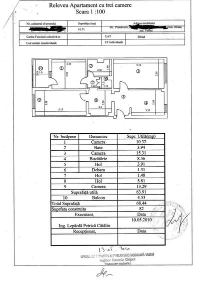 Apartament cu 3 camere decomandat în Central