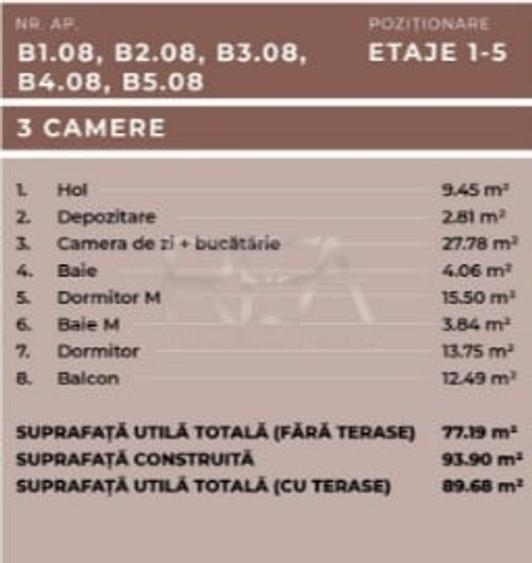Apartament cu 3 camere decomandat în Universitate