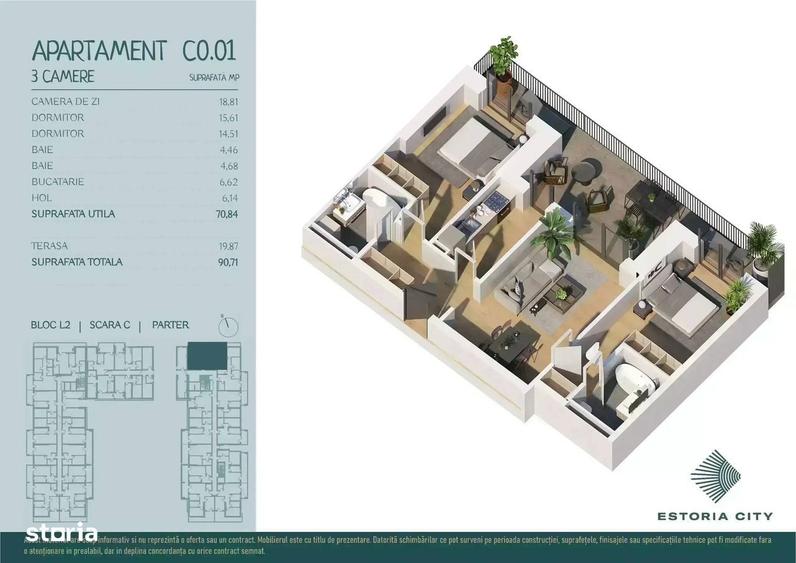 Apartament cu 3 camere în Theodor Pallady