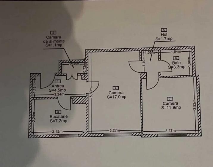 Apartament cu 2 camere semidecomandat în Gară