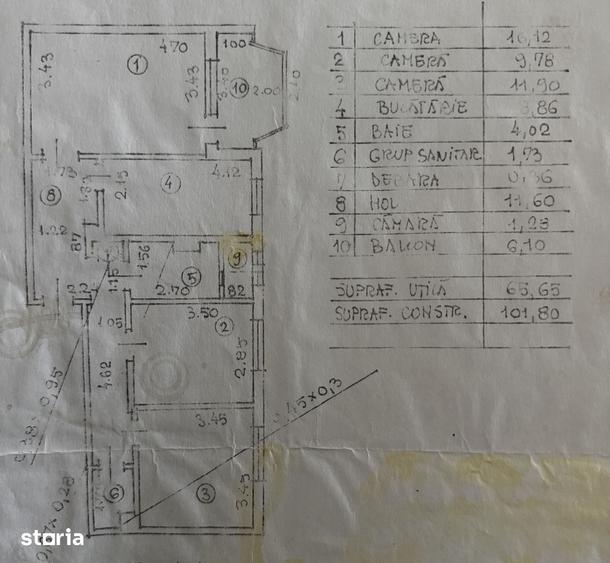 Apartament de vanzare 3 camere 2 bai cartier Tractorul 65.65 mp PROPRI - 12