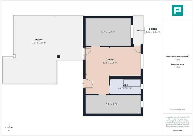Penthouse cu 2 camere decomandat în Chișoda