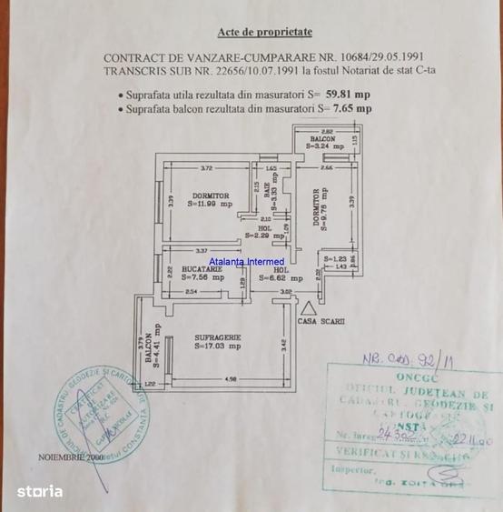 Apartament cu 3 camere decomandat în CET