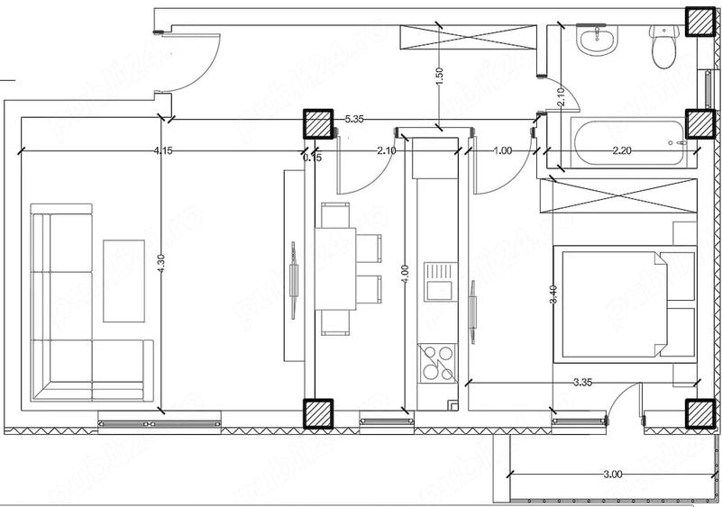 Apartament cu 2 camere decomandat în Rediu
