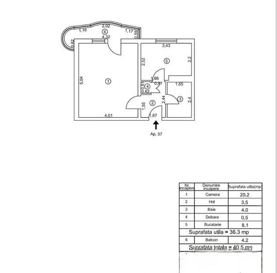 APARTAMENT CU O CAMERA, CONFORT 1, 40,5 MP, MICRO21 - 1