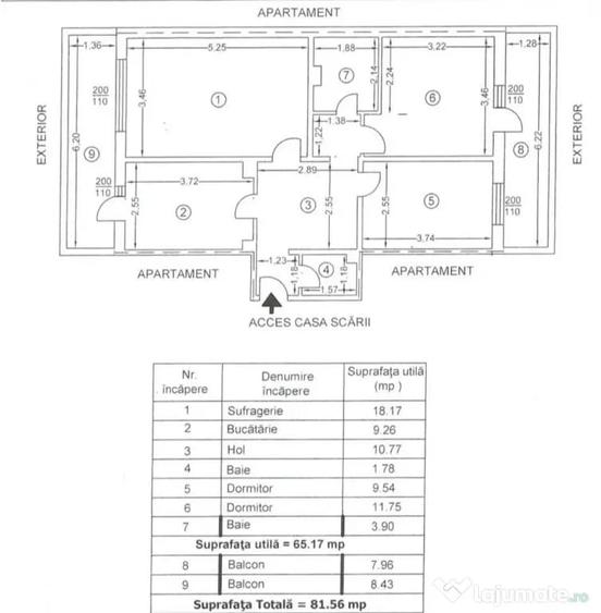 Apartament cu 3 camere decomandat în Ștefan cel Mare