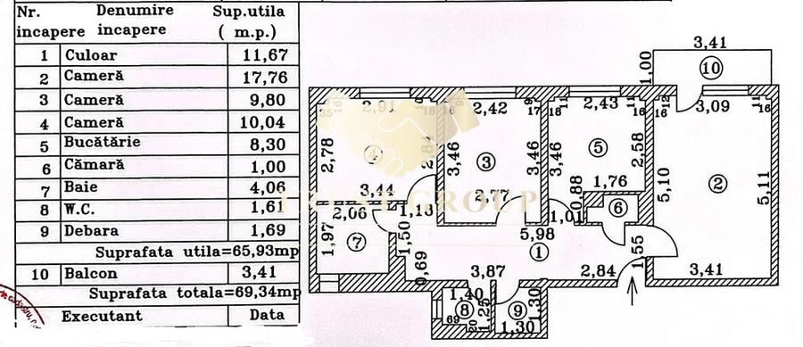 Apartament 3 camere cu vedere către parc | Etaj 10 | Loc parcare Adp - 8