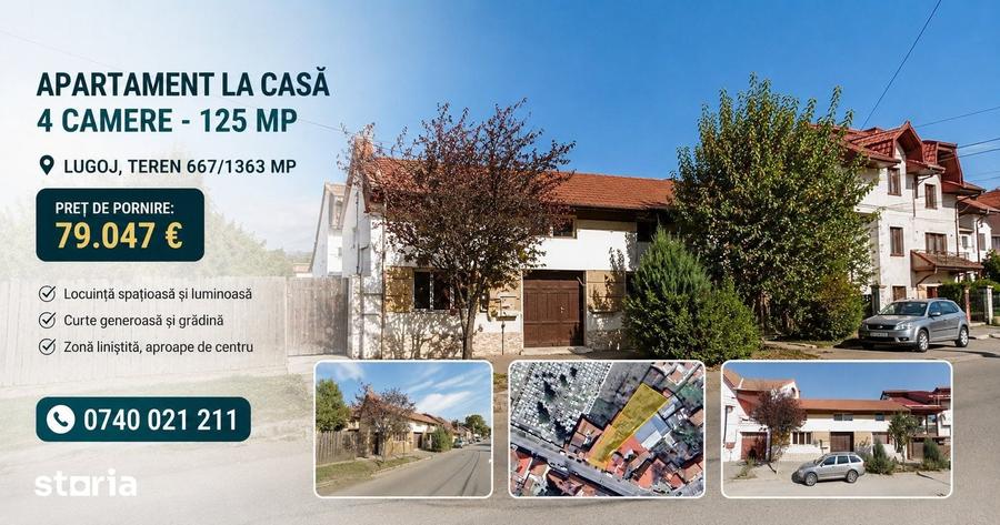 Apartament la casa - 4 camere - 125 mp + Teren 667/1363 mp, Lugoj - 1