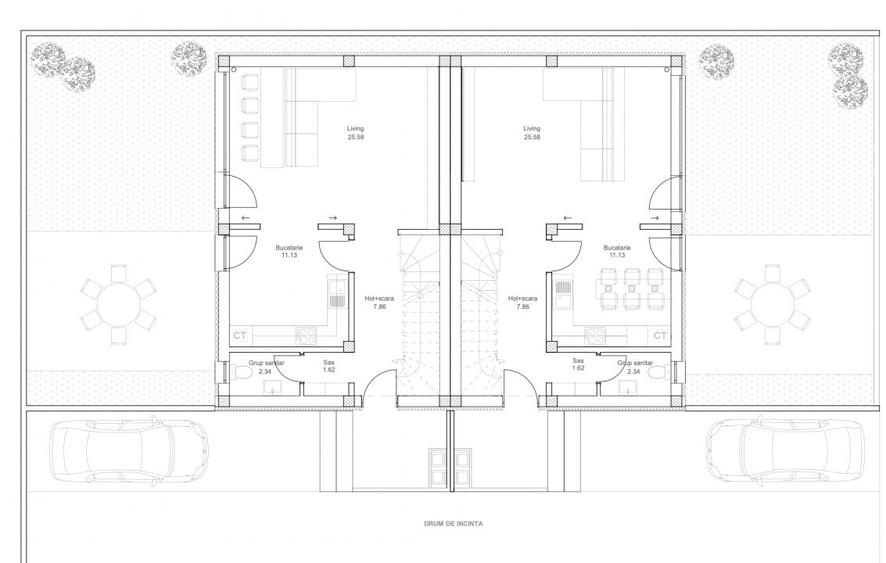 Duplex cu 6 camere cu Canalizare în Voluntari