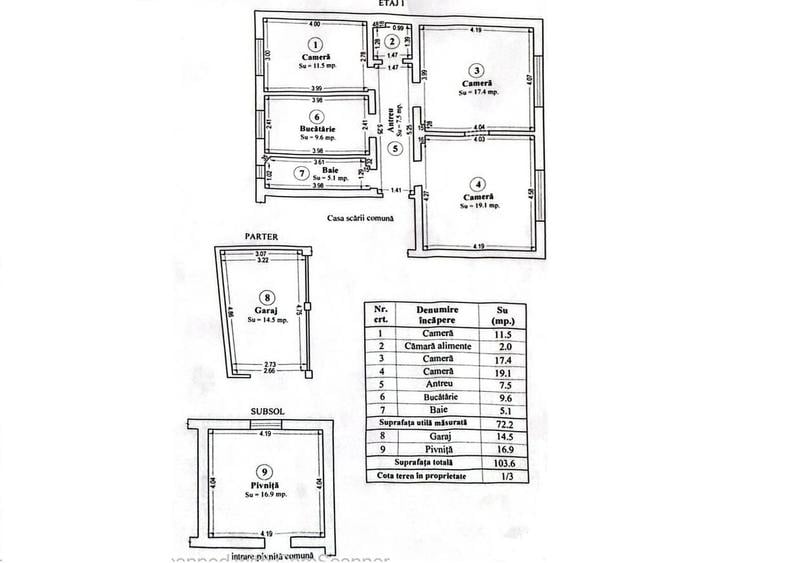 Apartament cu 3 camere decomandat în Central