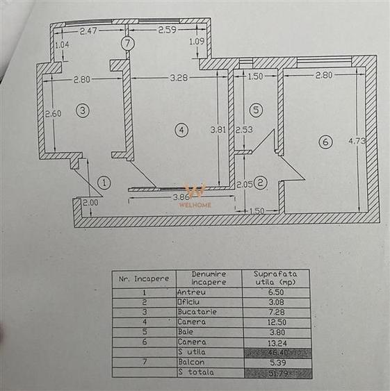 Apartament cu 2 camere decomandat în Terezian