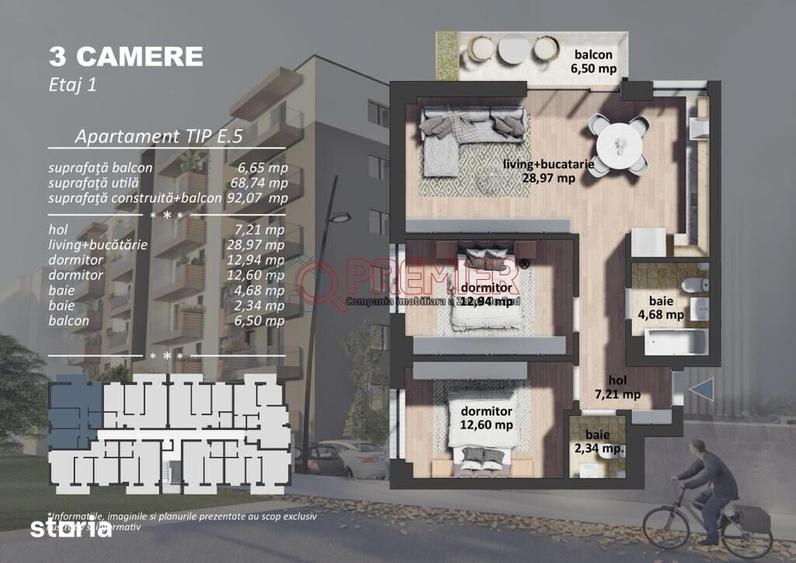 Ocazie ! Dealul Alunis - 3 camere - 1