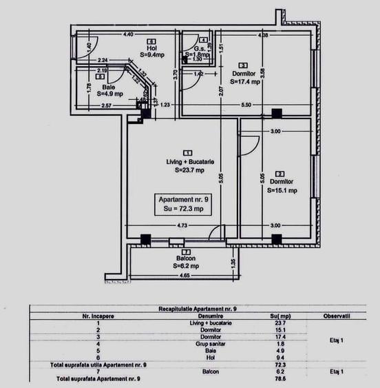 Apartament cu 3 camere semidecomandat în Sud