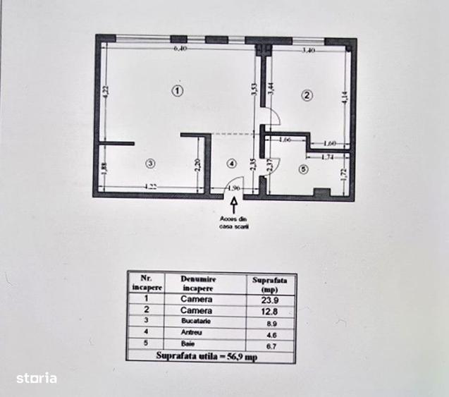 Apartament cu 2 camere în Gara