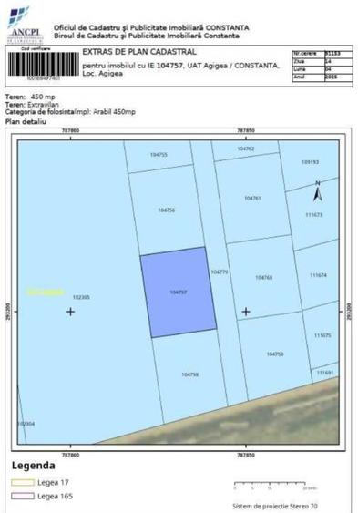 Teren agricol extravilan de 450 mp, în Agigea