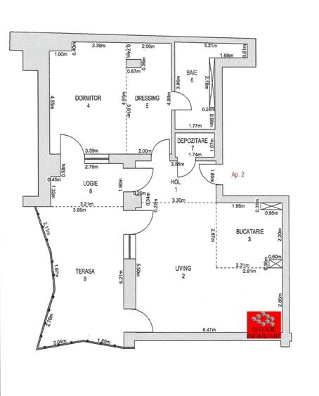 Apartament cu 2 camere semidecomandat în Central