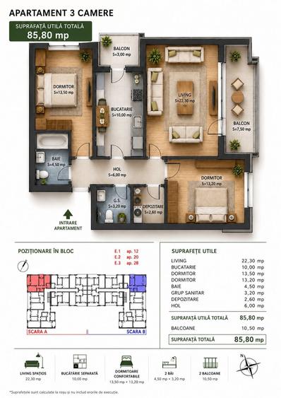 Apartament cu 3 camere decomandat în Ghencea