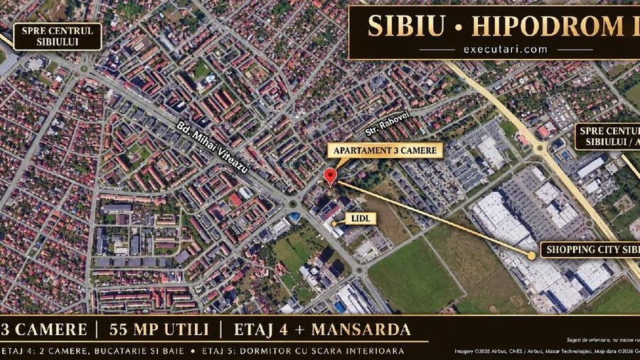 Apartament cu 3 camere semidecomandat în Nord