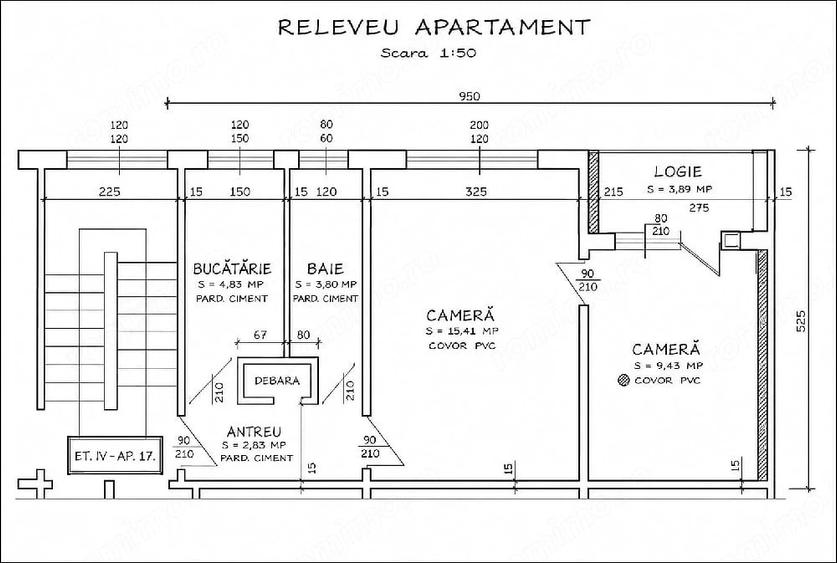 Apartament cu 2 camere semidecomandat în Central