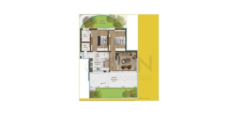 Apartament cu 3 camere semidecomandat în Domenii