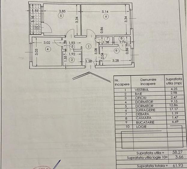 Apartament cu 3 camere decomandat în Titan