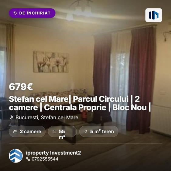 Apartament cu 2 camere decomandat, mobilat în Ștefan cel Mare