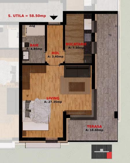 Apartament cu 2 camere decomandat în Fundeni