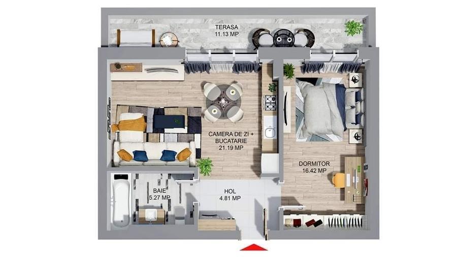 Apartament cu 2 camere în Central