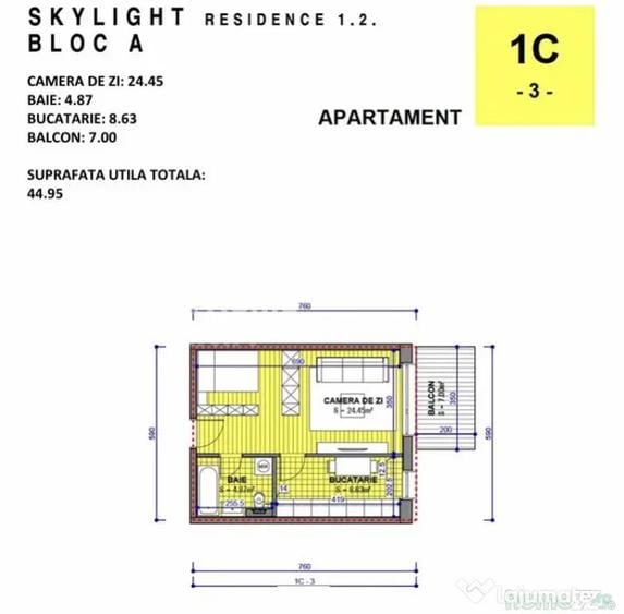 SkyLight Residence | Studio Etaj 5/17 48.84 mp total - 4