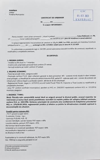 Teren Construcții intravilan de 3500 mp, în Stupini