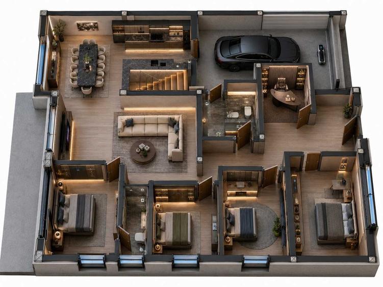 CASA INDIVIDUALA Premium DEMISOL Gaming Room+Parter-aprox. 140 mp utili P-Garaj 25 mp-Demisol 30 mp-9 km de centrul mun. Cluj-Napoca-Comision 0% - 4