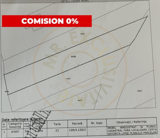 Teren de vanzare in Comuna Bradu 1.374 mp | Deschidere 1 - 1
