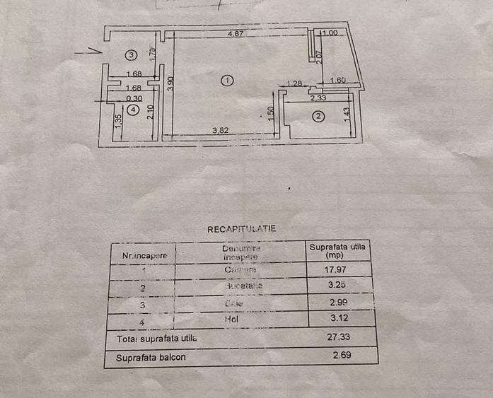 Garsonieră semidecomandată, mobilată în Hipodrom