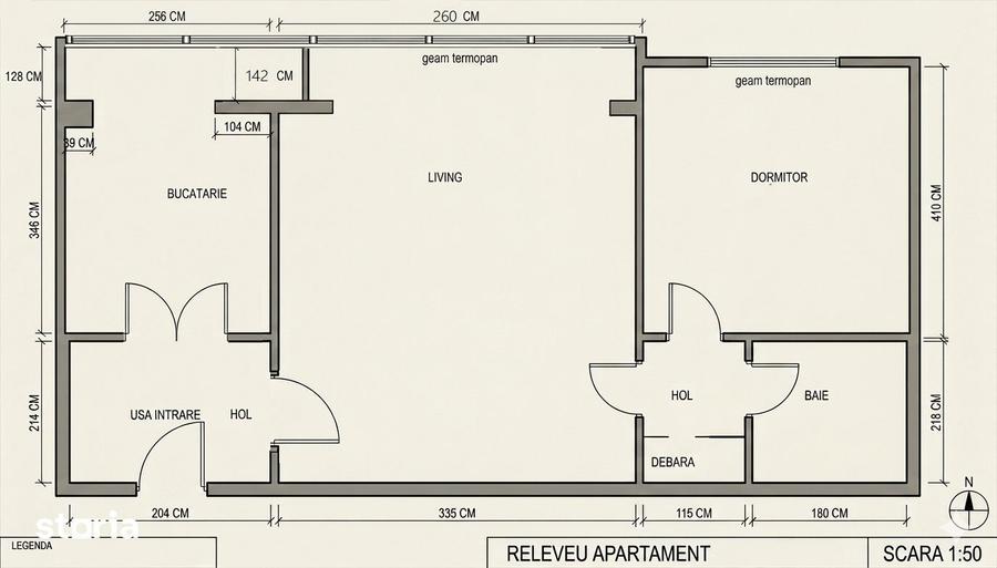 Apartament cu 2 camere semidecomandat în Florilor