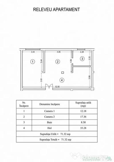 Apartament cu 3 camere decomandat în Central